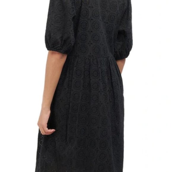 Barbour Black Eyelet Midi Dress - Picture 2 of 14